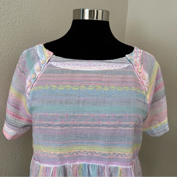 Anthropologie Letty Embroidered Babydoll Relaxed Semi sheer Blouse Size XS - Picture 5 of 15
